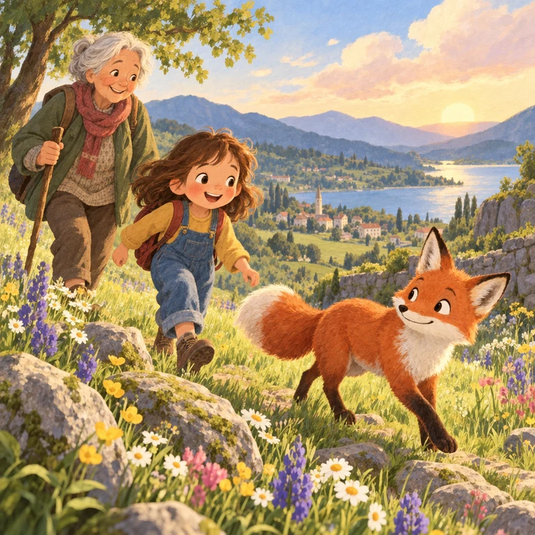 Scène tendre et colorée illustrée comme un livre jeunesse