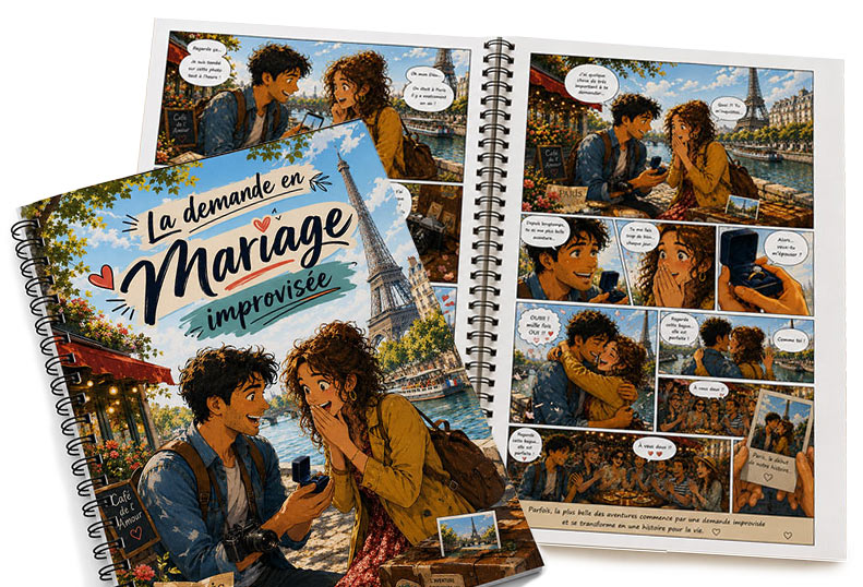 BD personnalisée COMIXIO imprimée, avec couverture, planches intérieures et reliure spirale