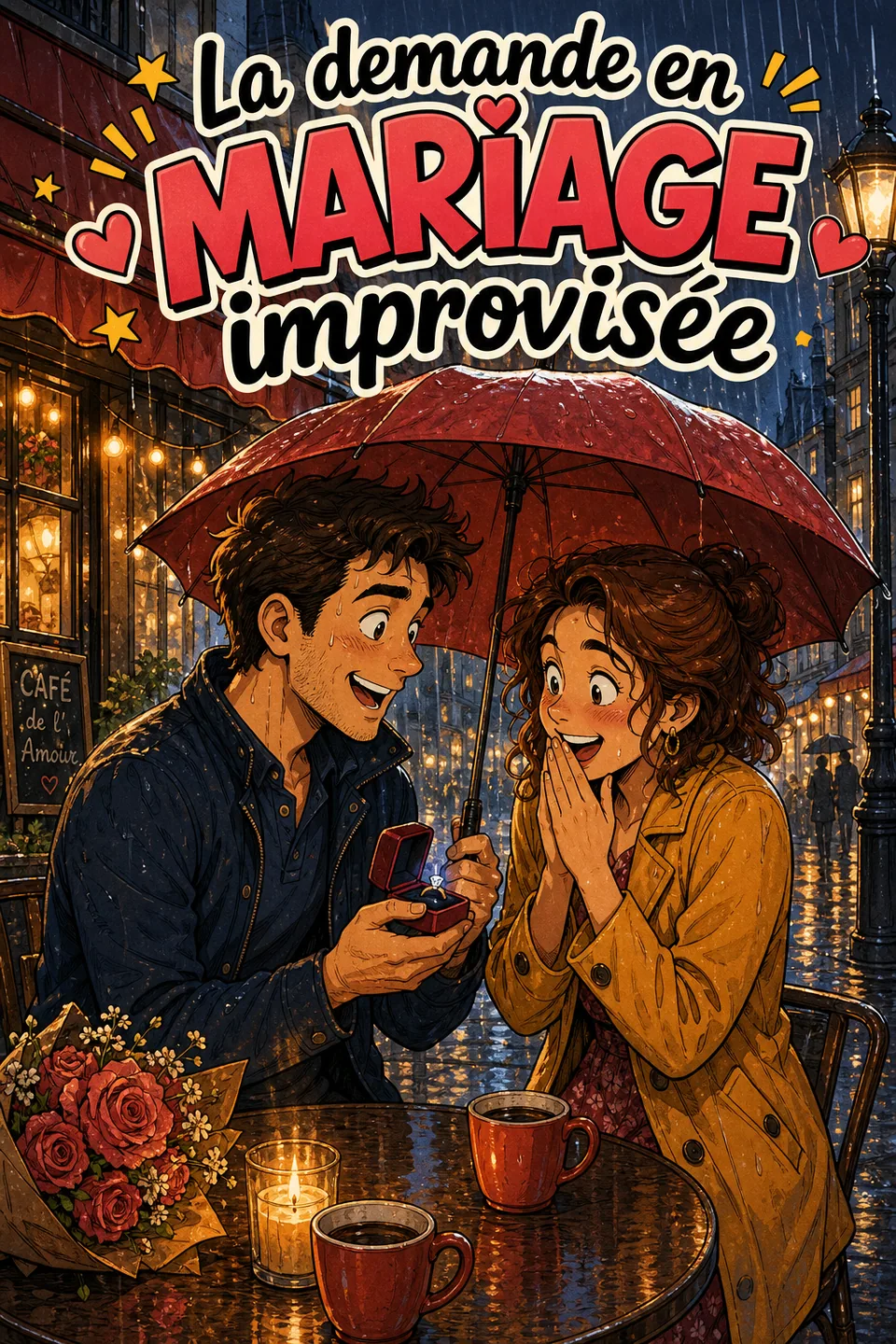 Couverture d’une BD personnalisée de demande en mariage créée avec COMIXIO