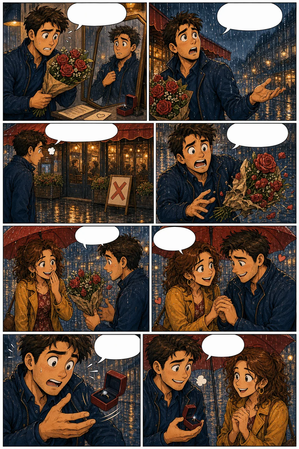 Première planche d’une demande en mariage personnalisée en BD